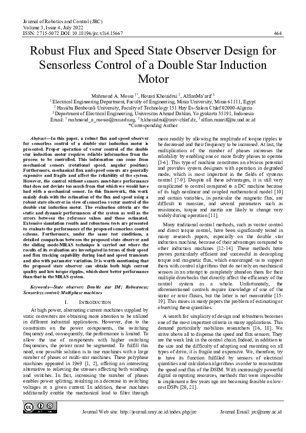 (PDF) Robust Flux and Speed State Observer Design for Sensorless ...