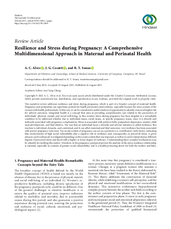 (PDF) Resilience and Stress during Pregnancy: A Comprehensive ...