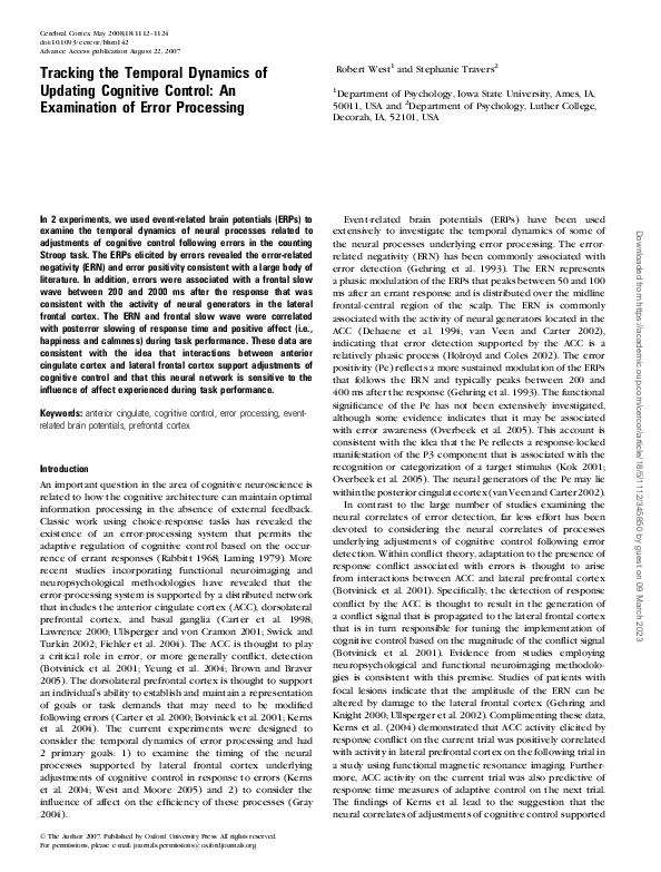 (PDF) Tracking the Temporal Dynamics of Updating Cognitive Control: An ...