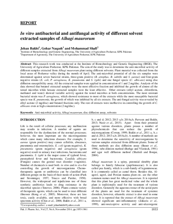 (PDF) Report: In vitro antibacterial and antifungal activity of ...