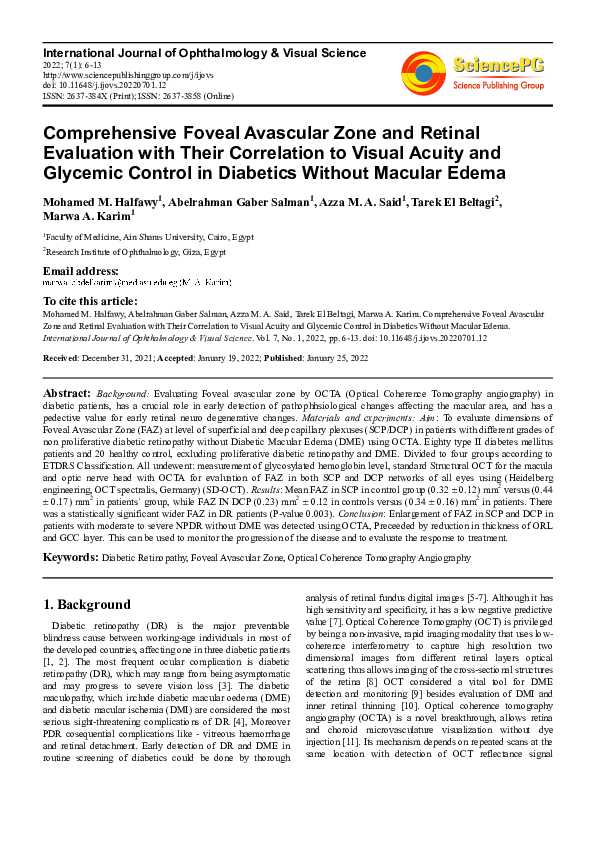 (PDF) Comprehensive Foveal Avascular Zone and Retinal Evaluation with ...
