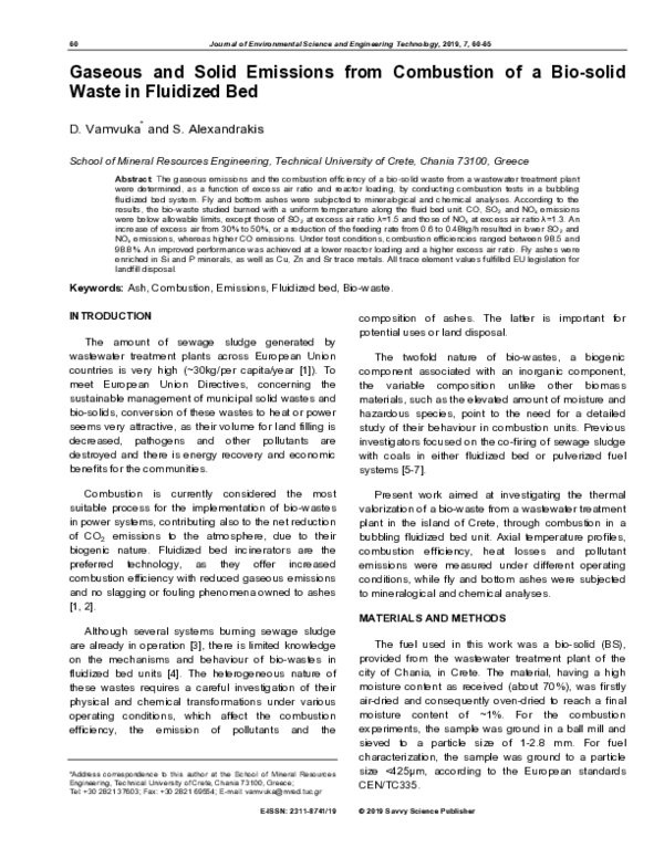 (PDF) Gaseous and Solid Emissions from Combustion of a Bio-solid Waste ...