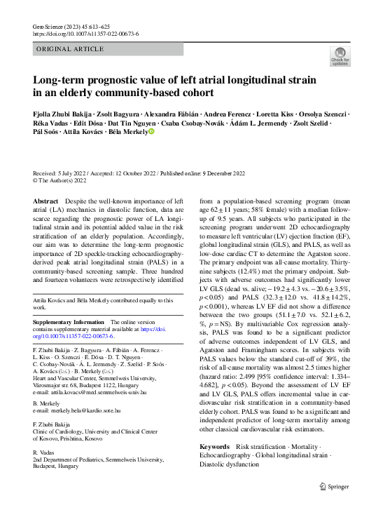 (PDF) Long-term prognostic value of left atrial longitudinal strain in ...