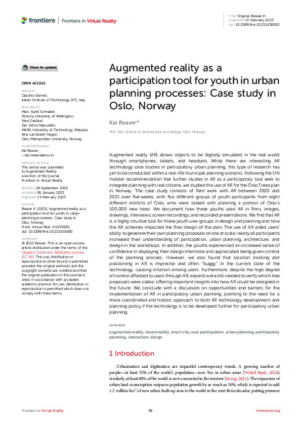 (PDF) Augmented reality as a participation tool for youth in urban ...