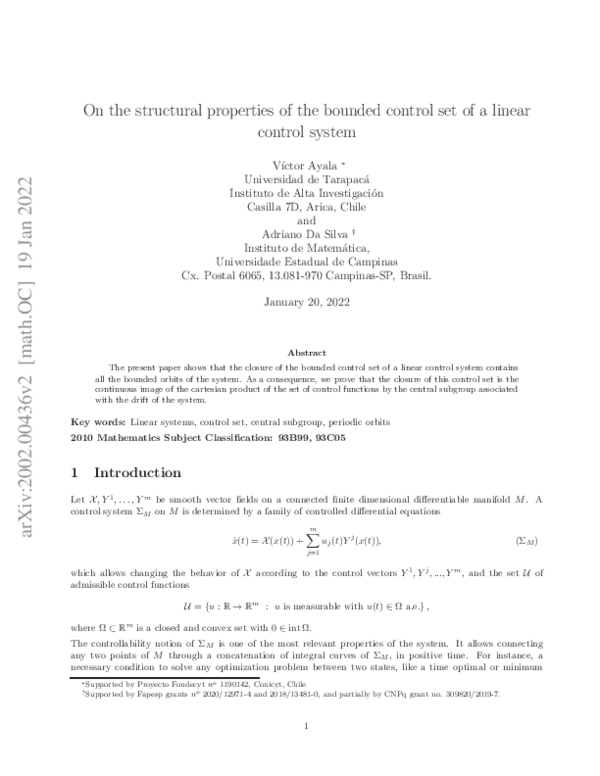 (PDF) On the structural properties of the bounded control set of a ...