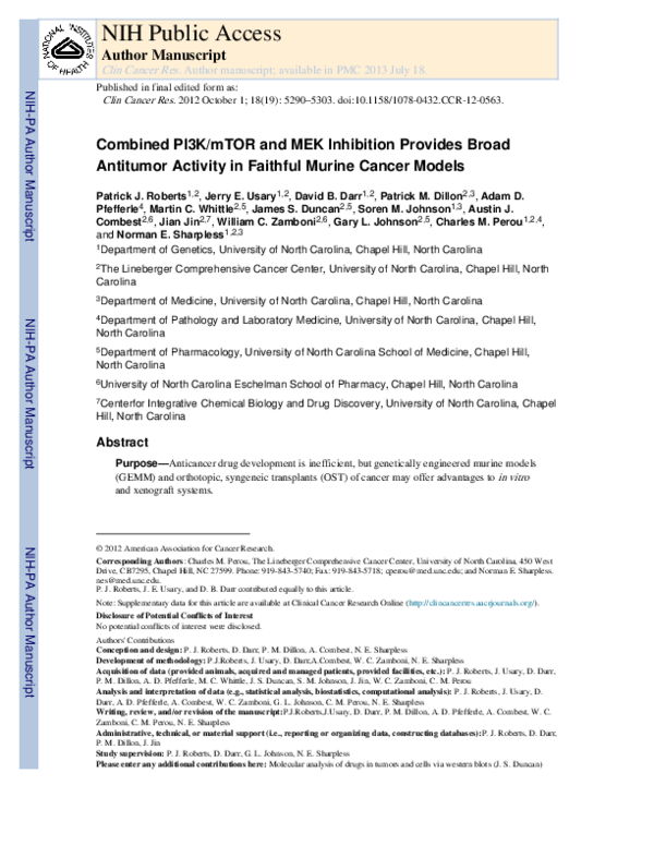 (PDF) Faculty of 1000 evaluation for Combined PI3K/mTOR and MEK ...