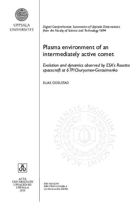 (PDF) Plasma environment of an intermediately active comet : Evolution ...