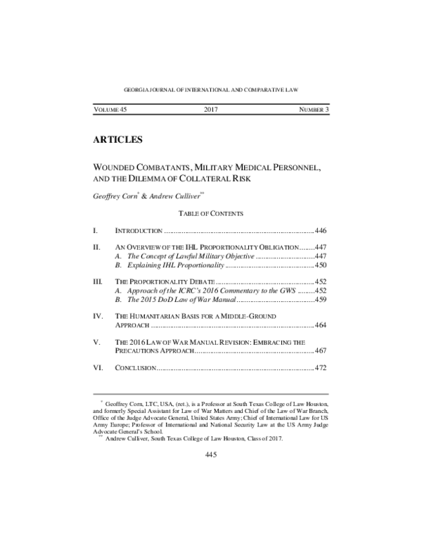 (PDF) Wounded Combatants, Military Medical Personnel, and the Dilemma