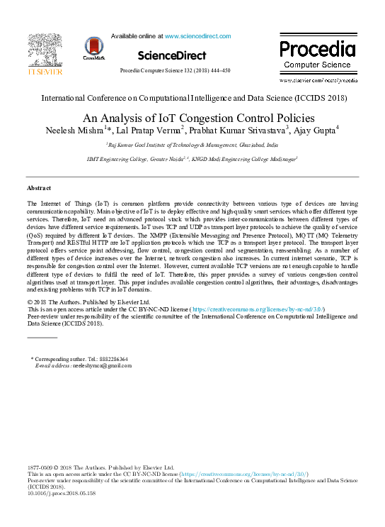 (PDF) An Analysis of IoT Congestion Control Policies