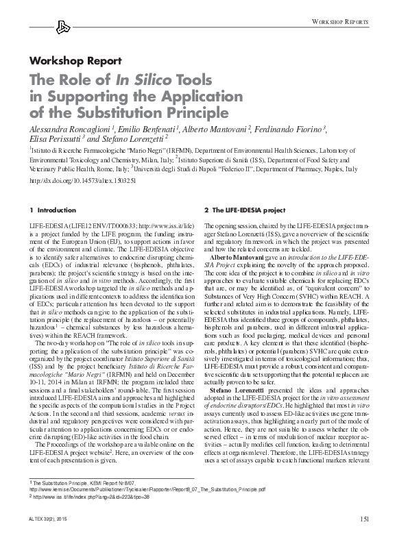 (PDF) The role of in silico tools in supporting the application of the ...
