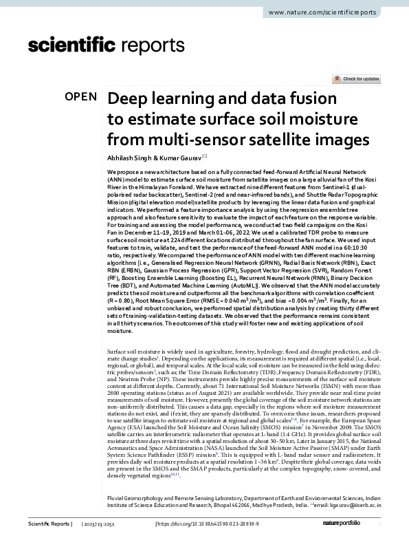 (PDF) Deep learning and data fusion to estimate surface soil moisture ...