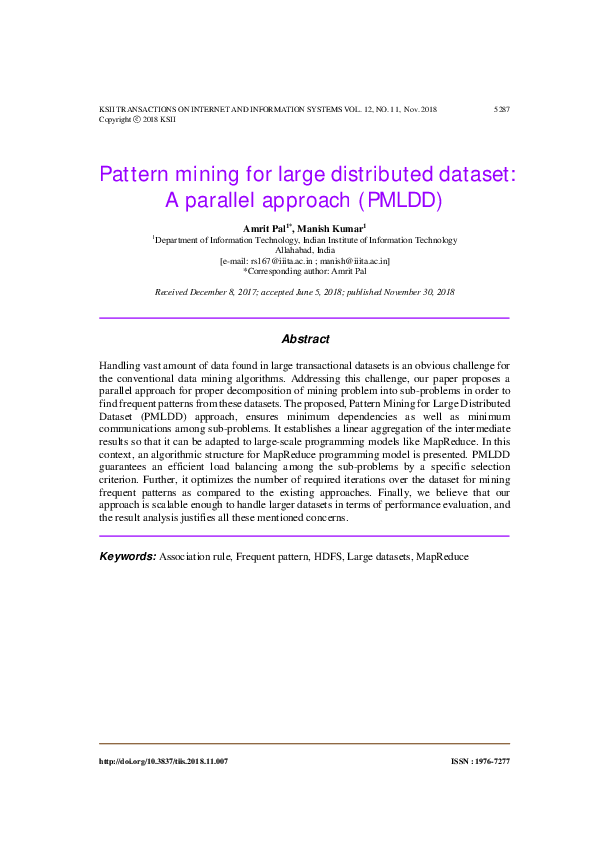 (PDF) Pattern mining for large distributed dataset: A parallel approach ...