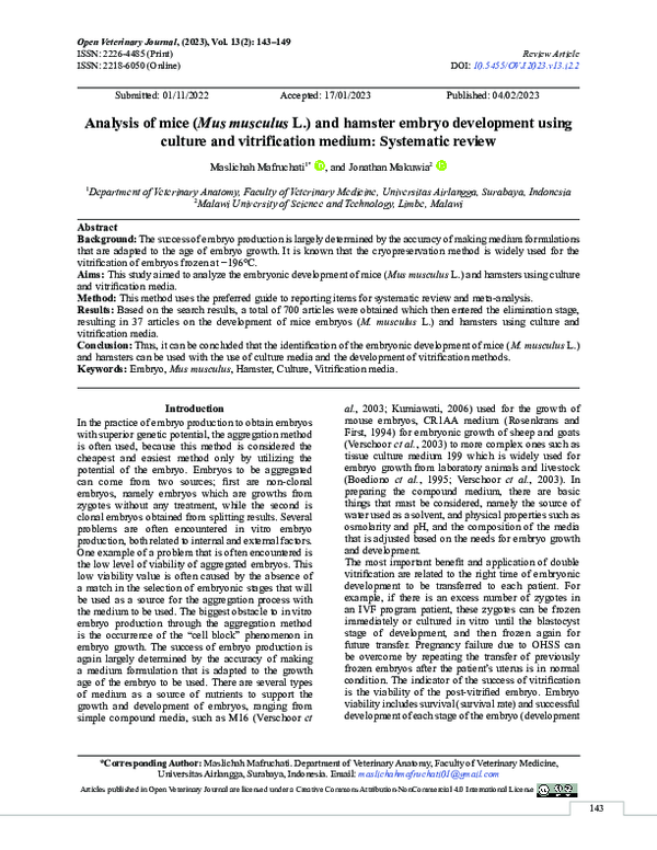 (PDF) Analysis of mice (Mus musculus L.) and hamster embryo development ...