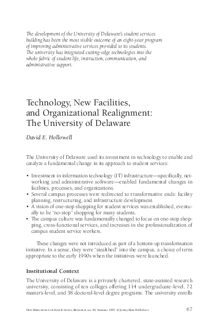 (PDF) Technology, New Facilities, and Organizational Realignment: The ...