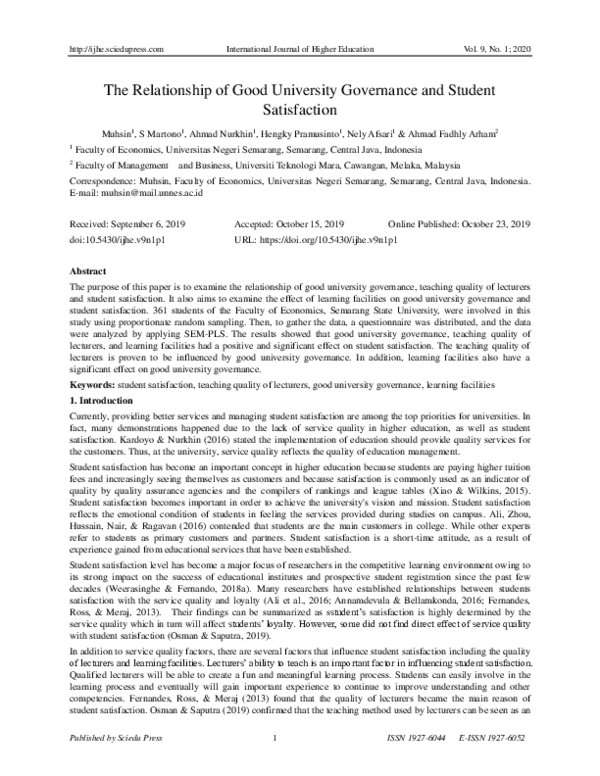 (PDF) The Relationship of Good University Governance and Student ...