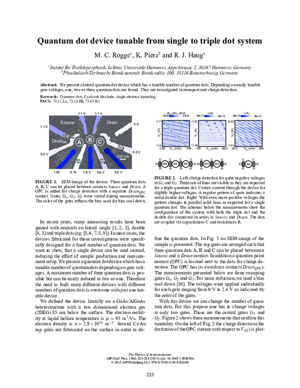 (PDF) Quantum dot device tunable from single to triple dot system