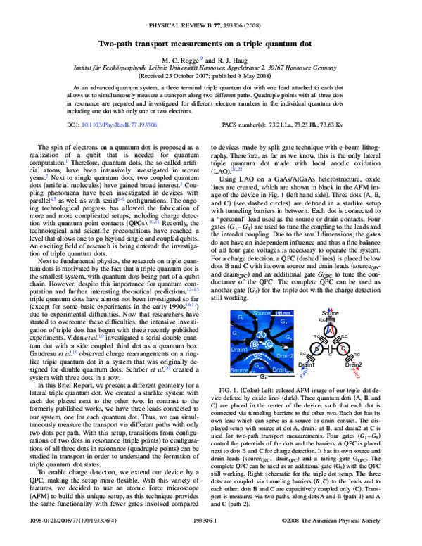 (PDF) Two-path transport measurements on a triple quantum dot