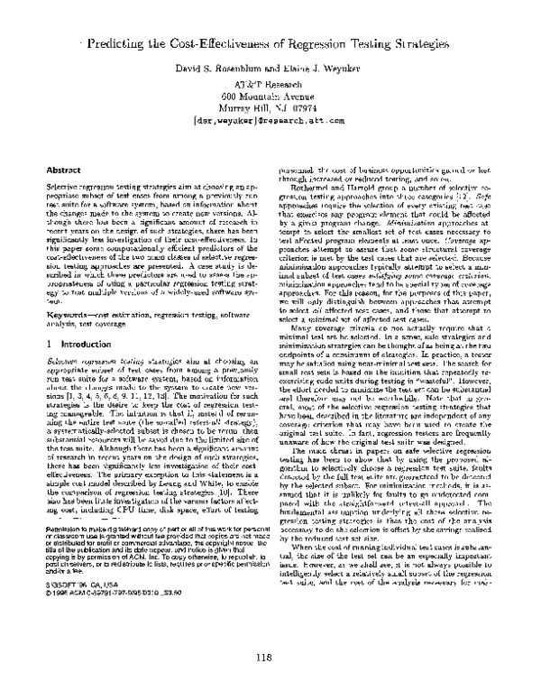 (PDF) Predicting the cost-effectiveness of regression testing strategies
