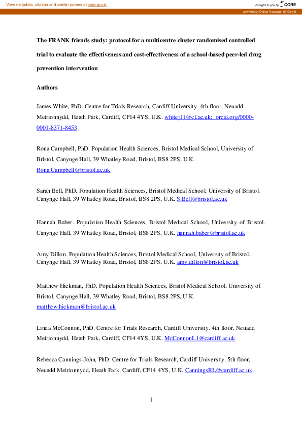 (PDF) The FRANK friends study: protocol for a multicentre cluster ...