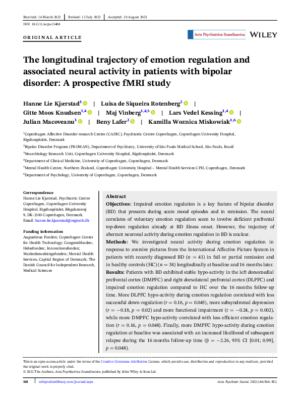(PDF) The longitudinal trajectory of emotion regulation and associated ...