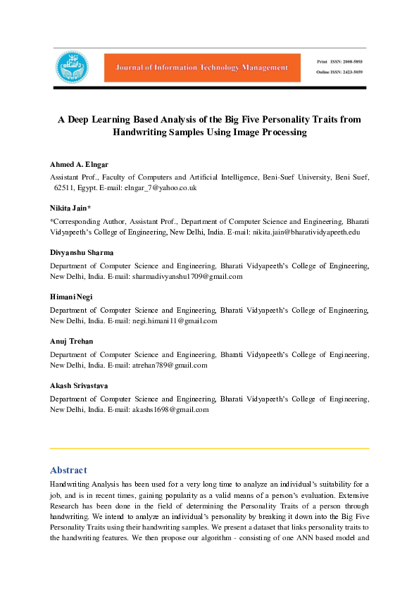 (PDF) A Deep Learning Based Analysis of the Big Five Personality Traits ...