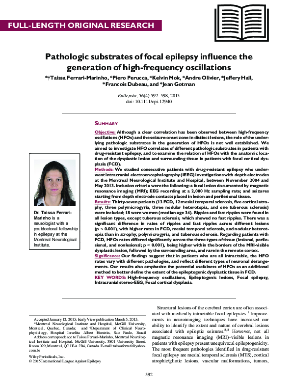 (PDF) Pathologic substrates of focal epilepsy influence the generation ...