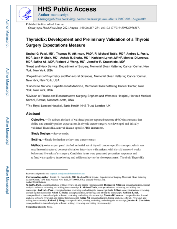(PDF) ThyroidEx: Development and Preliminary Validation of a Thyroid ...