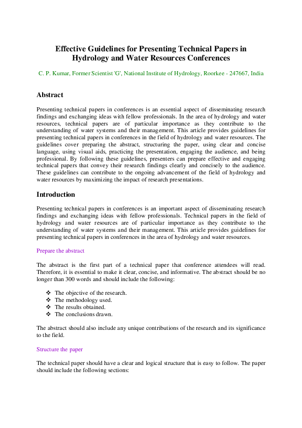 (PDF) Effective Guidelines for Presenting Technical Papers in Hydrology ...