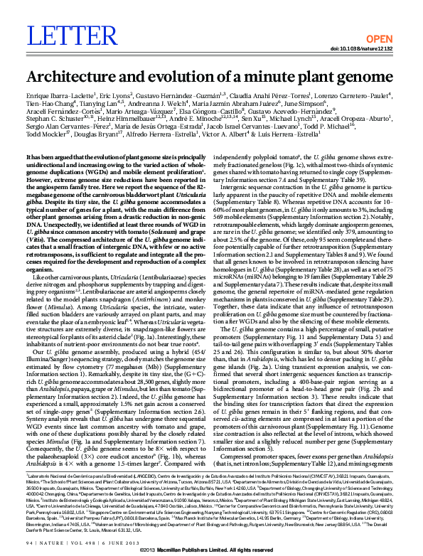 (PDF) Architecture and evolution of a minute plant genome