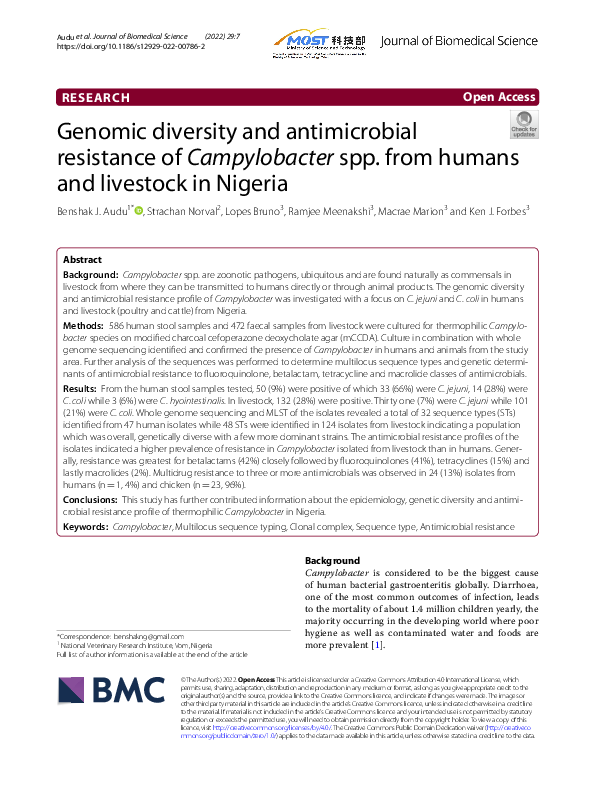 (PDF) Genomic diversity and antimicrobial resistance of Campylobacter ...