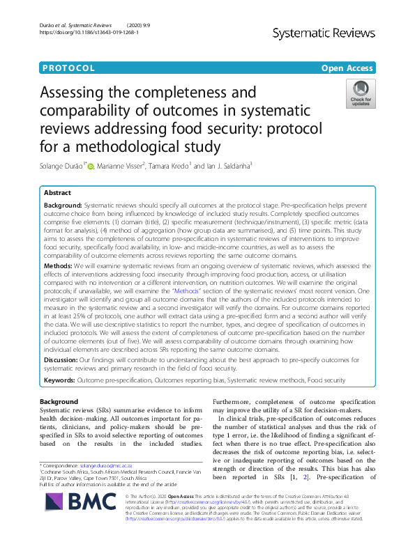 (PDF) Assessing the completeness and comparability of outcomes in ...