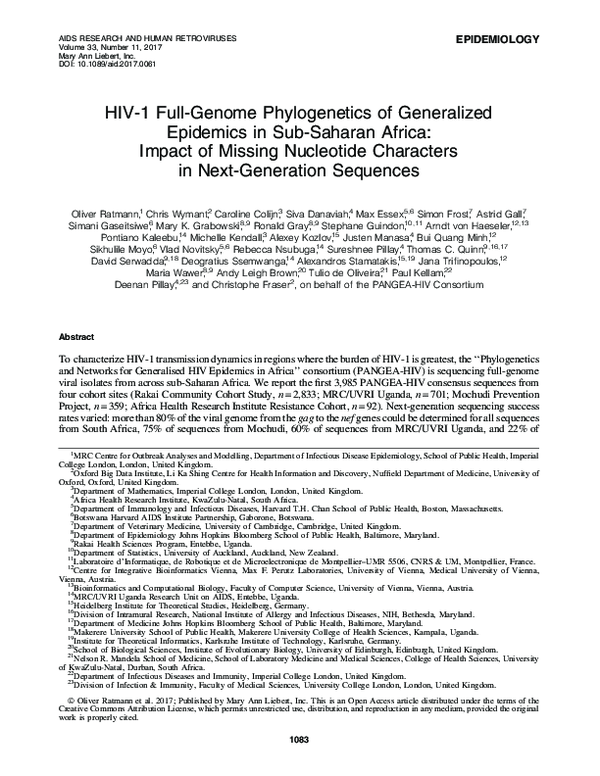 (PDF) HIV-1 full-genome phylogenetics of generalized epidemics in sub ...