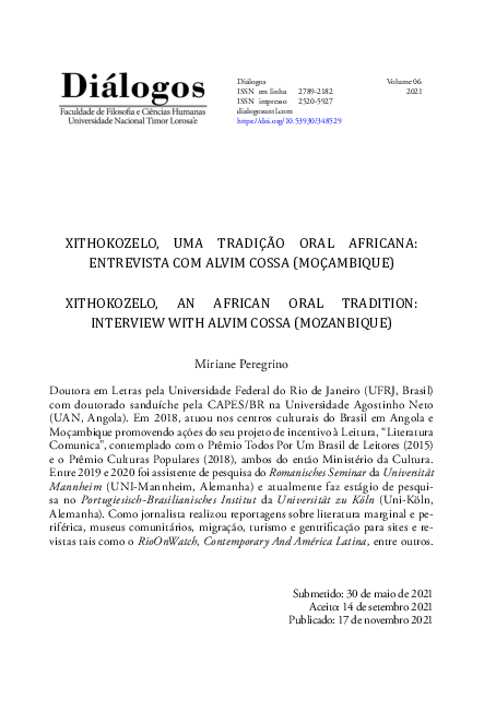 (PDF) Xithokozelo, uma tradição oral africana: Entrevista com Alvim ...