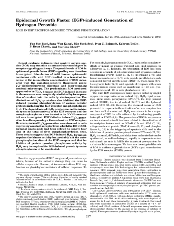 (PDF) Epidermal Growth Factor (EGF)-induced Generation of Hydrogen Peroxide