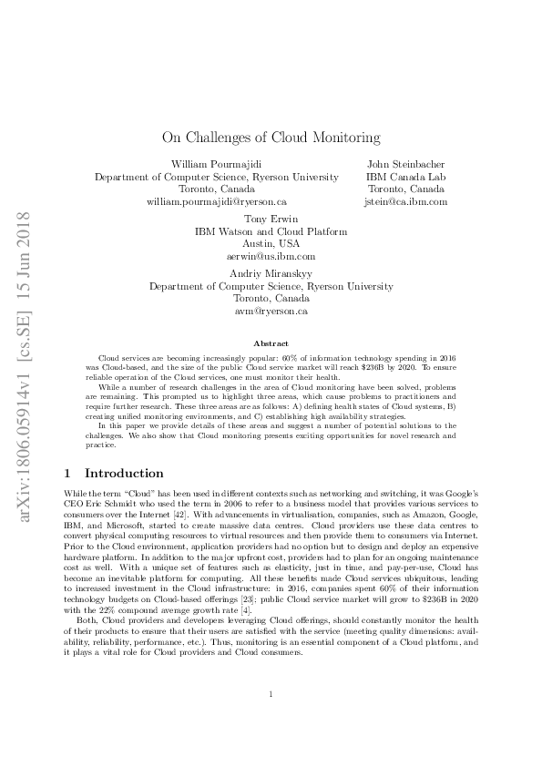 (PDF) On Challenges of Cloud Monitoring