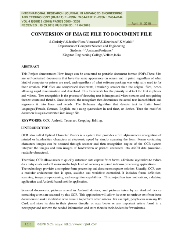 (PDF) Conversion of Image File to Document File