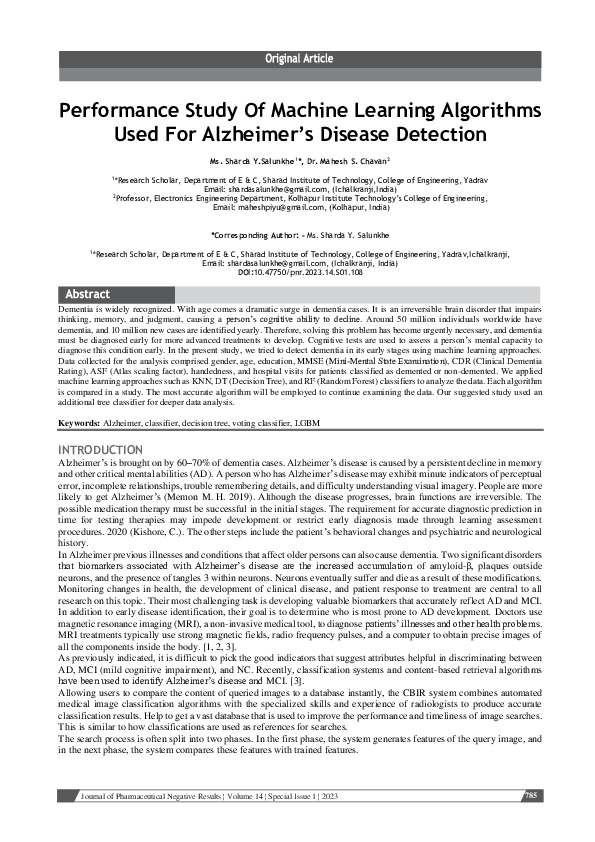(PDF) Performance Study Of Machine Learning Algorithms Used For ...