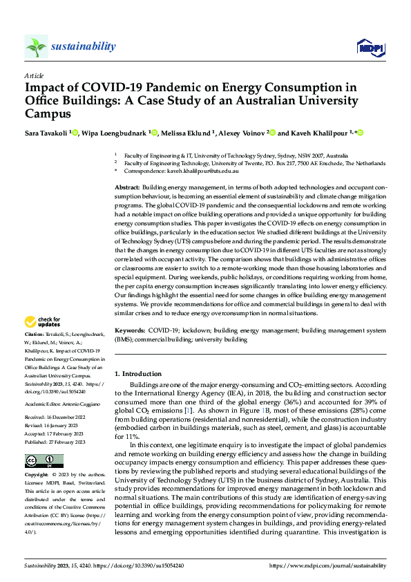 (PDF) Impact of COVID-19 Pandemic on Energy Consumption in Office ...