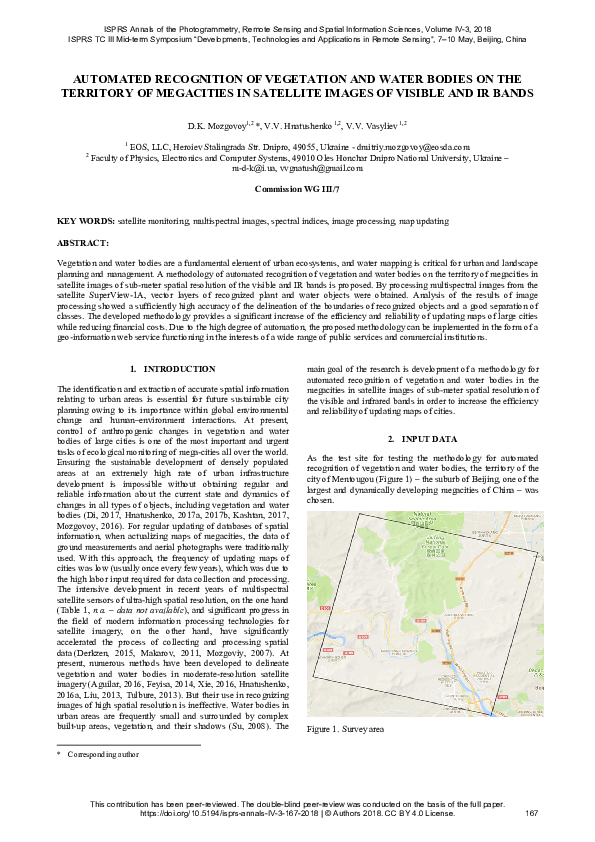 (PDF) Automated Recognition of Vegetation and Water Bodies on the ...