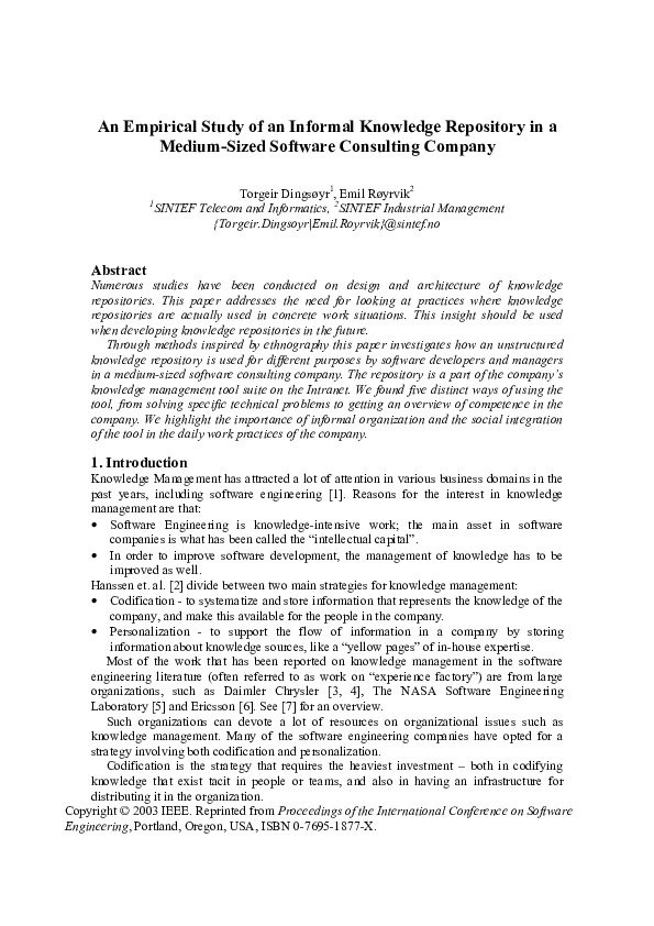 (PDF) An empirical study of an informal knowledge repository in a ...