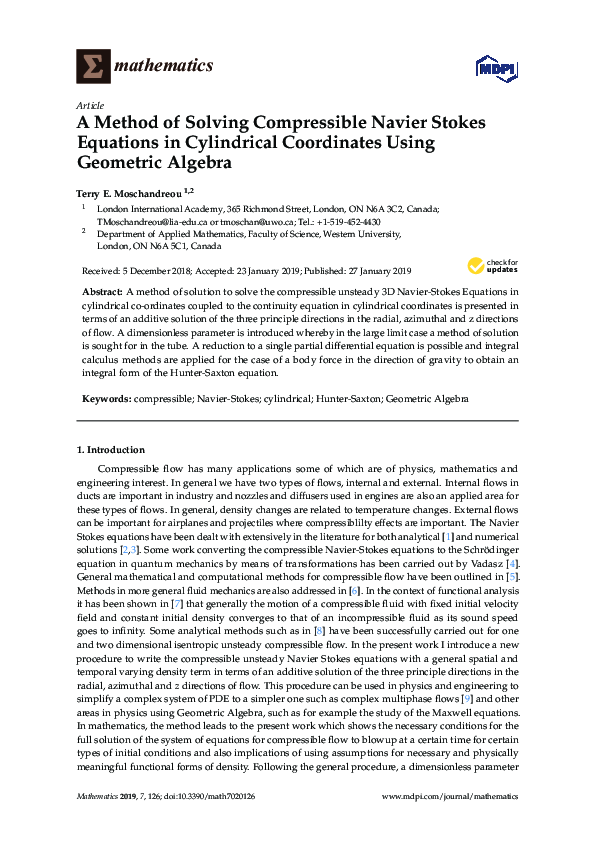 (PDF) A Method of Solving Compressible Navier Stokes Equations in ...