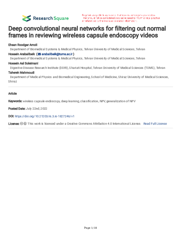 (PDF) Deep convolutional neural networks for filtering out normal ...