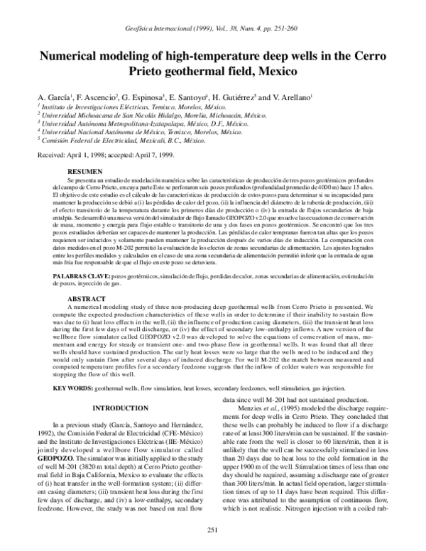 (PDF) Numerical modeling of high-temperature deep wells in the Cerro ...
