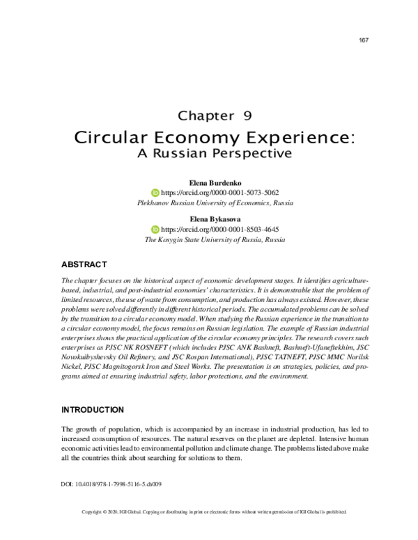 (PDF) Circular Economy Experience A Russian Perspective
