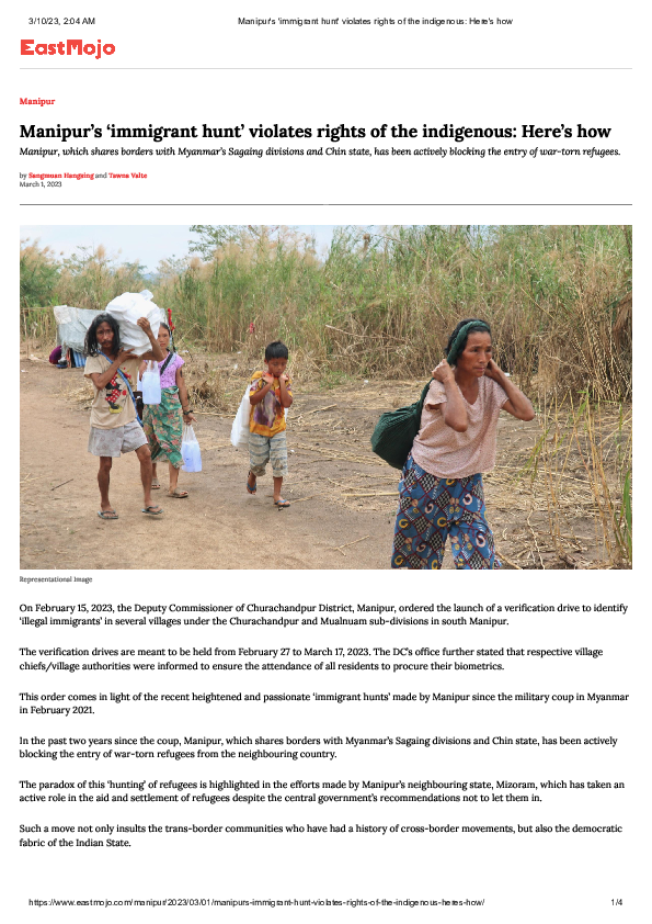 (PDF) Manipur's 'immigrant hunt' violates rights of the indigenous Here ...