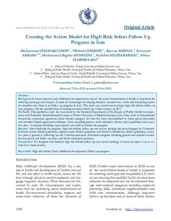 (PDF) Creating the Action Model for High Risk Infant Follow Up Program ...