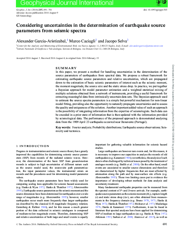 (PDF) Considering uncertainties in the determination of earthquake ...