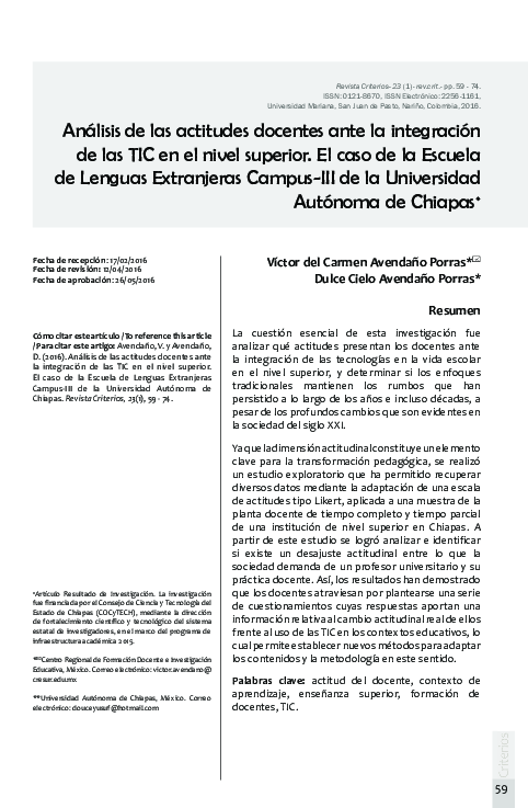(PDF) Analysis of the teaching attitudes towards the integration of ICT ...