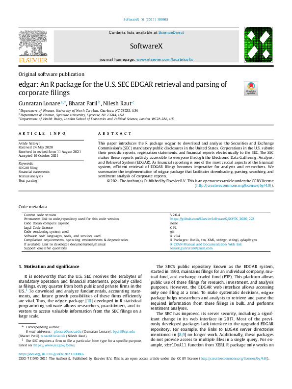 (PDF) edgar: An R Package for the U.S. SEC EDGAR Retrieval and Parsing ...