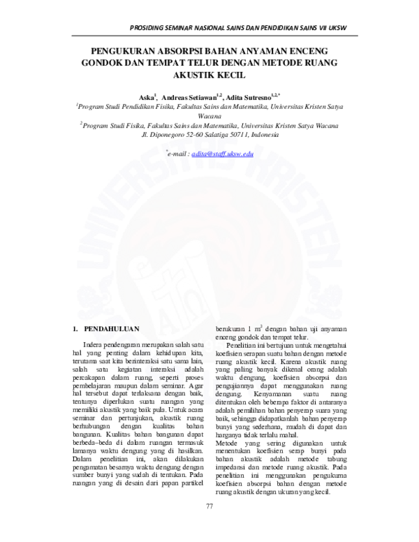 (PDF) Pengukuran Absorpsi Bahan Anyaman Enceng Gondok dan Tempat Telur ...